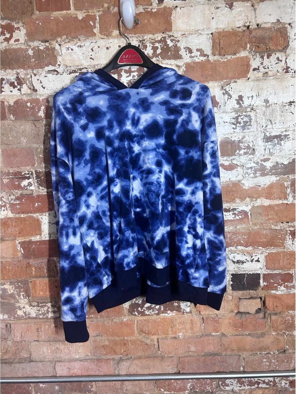 Cuddl Duds Sz M Lounge Pajama Top Blue Tie Dye Shirt Pullover Sleepwear